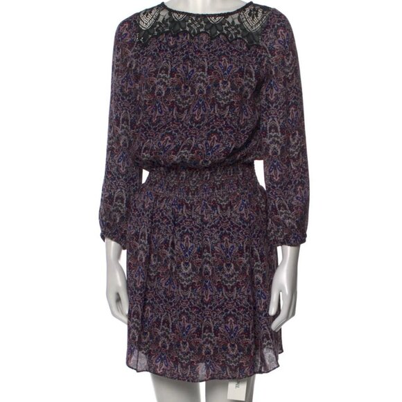 Joie Amedeo Silk Blouson Paisley Dress with Shirred Waist and Lace Yoke Size XS - Picture 5 of 14